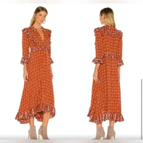 FREE PEOPLE CALICO SKIES MIDI DRESS - Picture 3 of 16